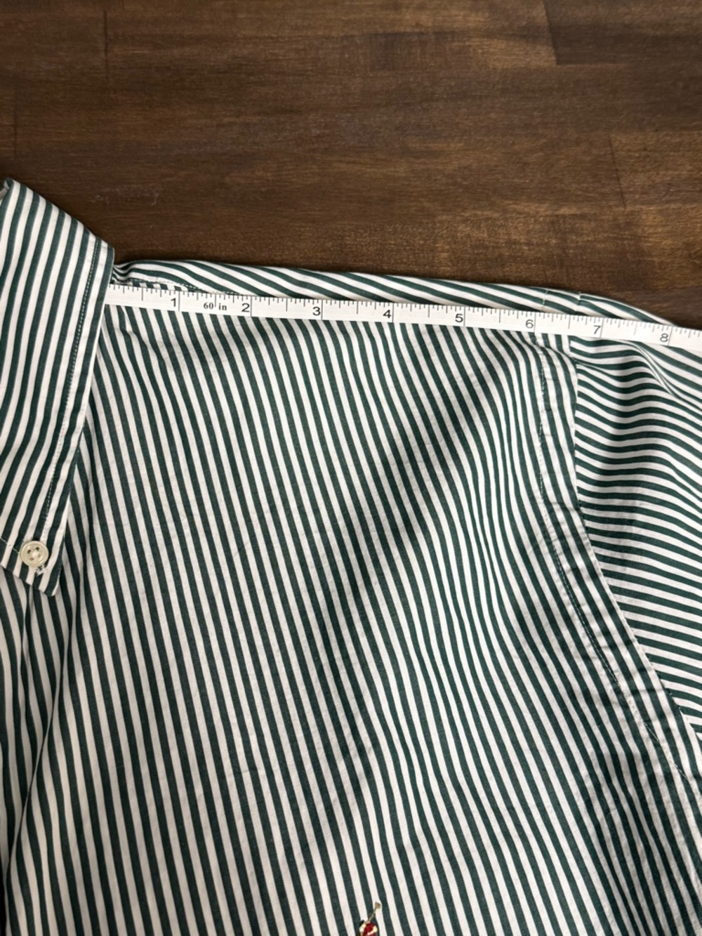 Ralph Lauren Green Stripe Button Down Shirt Sz 18 (36-37) Lightweight Cotton - Picture 6 of 11